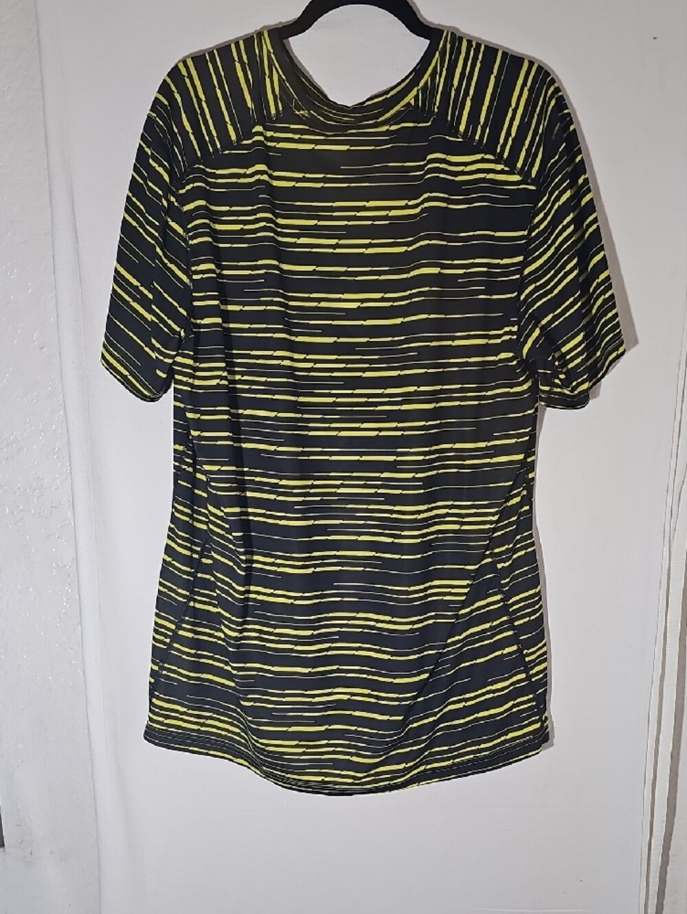 Nike Black & Neon Yellow Striped Short Sleeve Athletic Tee - Picture 2 of 2